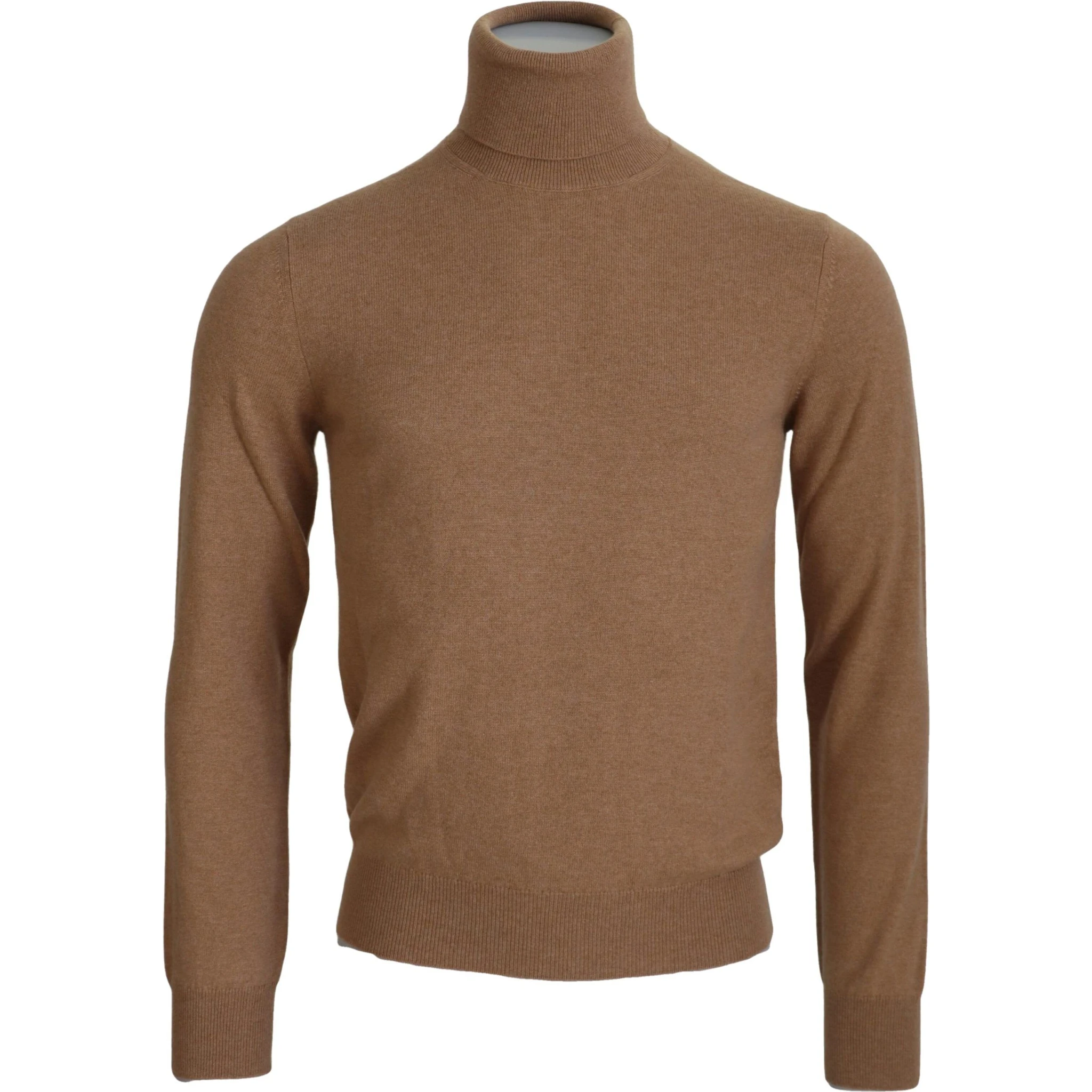 Beige Cashmere Turtleneck Pullover Sweater