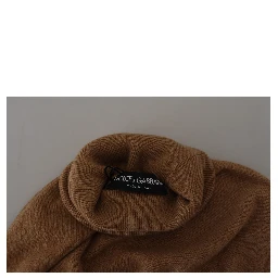 Beige Cashmere Turtleneck Pullover Sweater