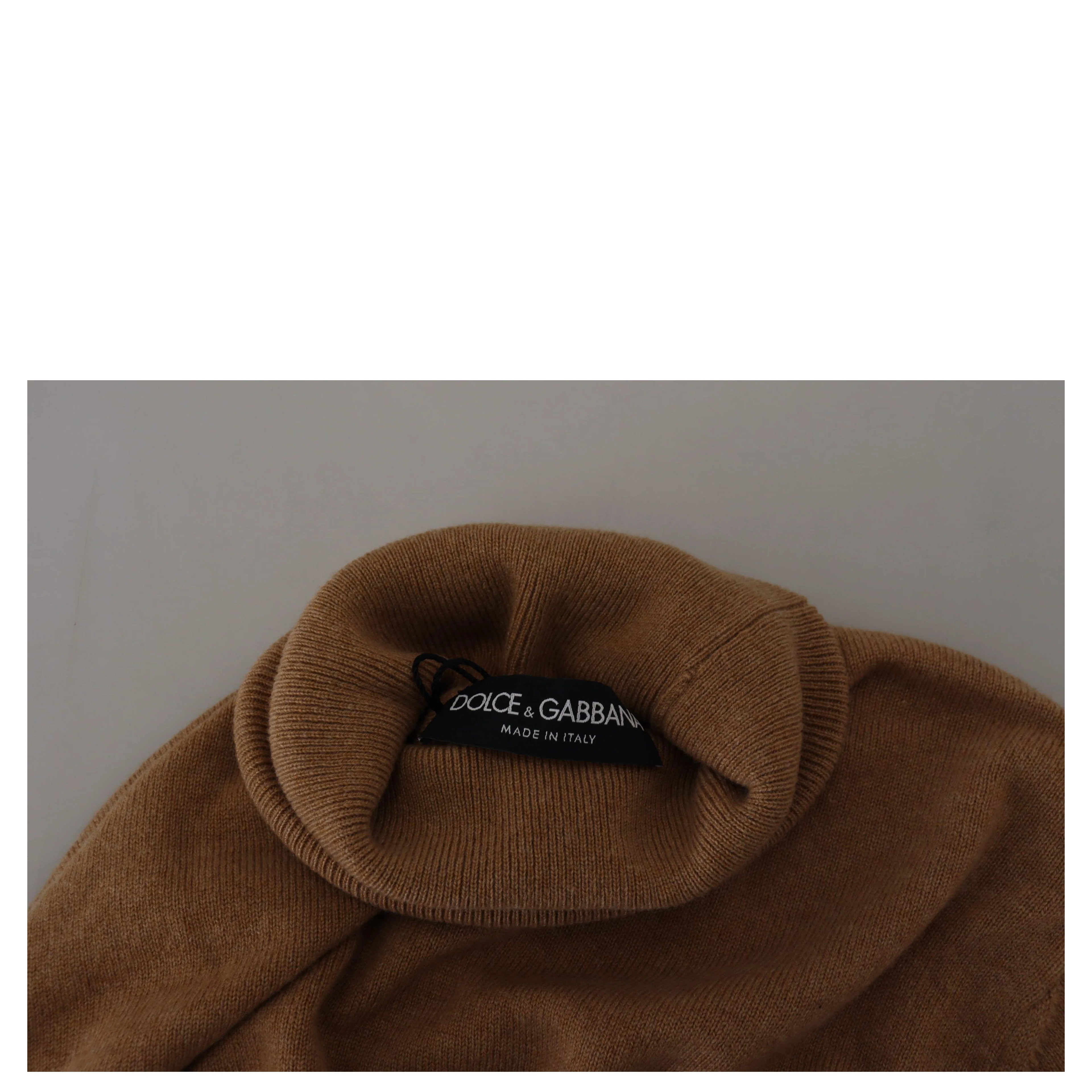 Beige Cashmere Turtleneck Pullover Sweater