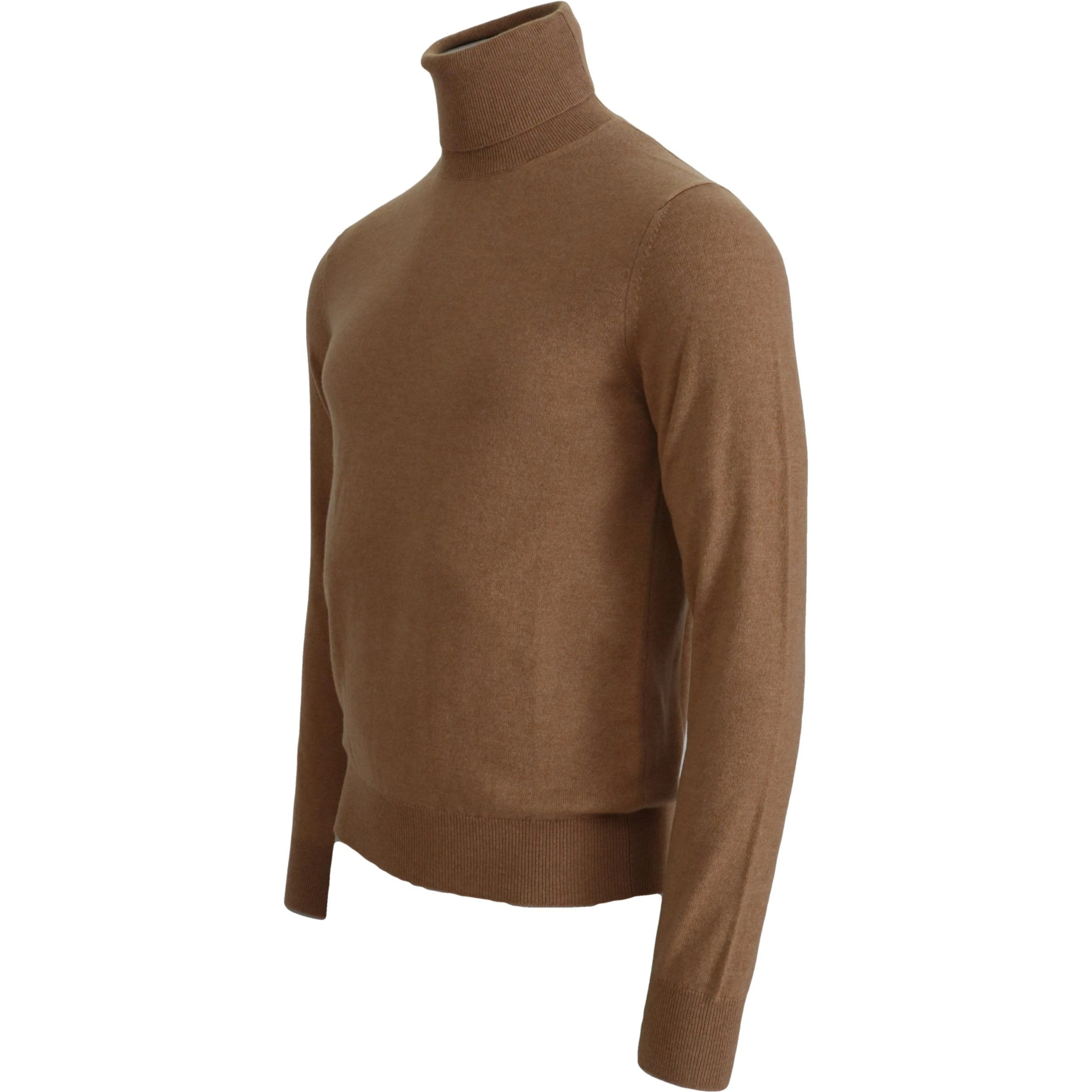 Beige Cashmere Turtleneck Pullover Sweater