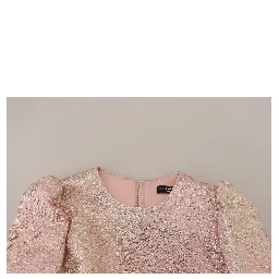 Pink Jaquard 3/4 Sleeve Sheath Midi Dress