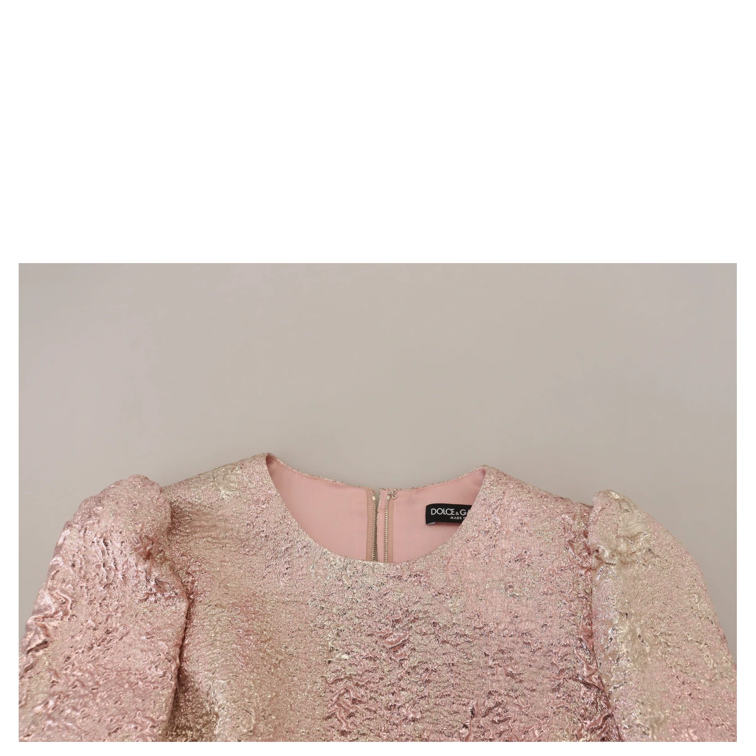 Pink Jaquard 3/4 Sleeve Sheath Midi Dress