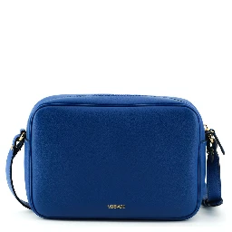 Blue Calf Leather Camera Shoulder Bag