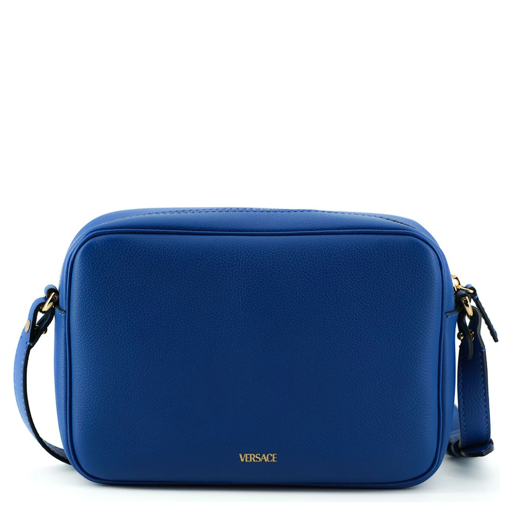 Blue Calf Leather Camera Shoulder Bag