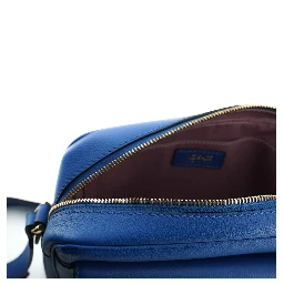 Blue Calf Leather Camera Shoulder Bag