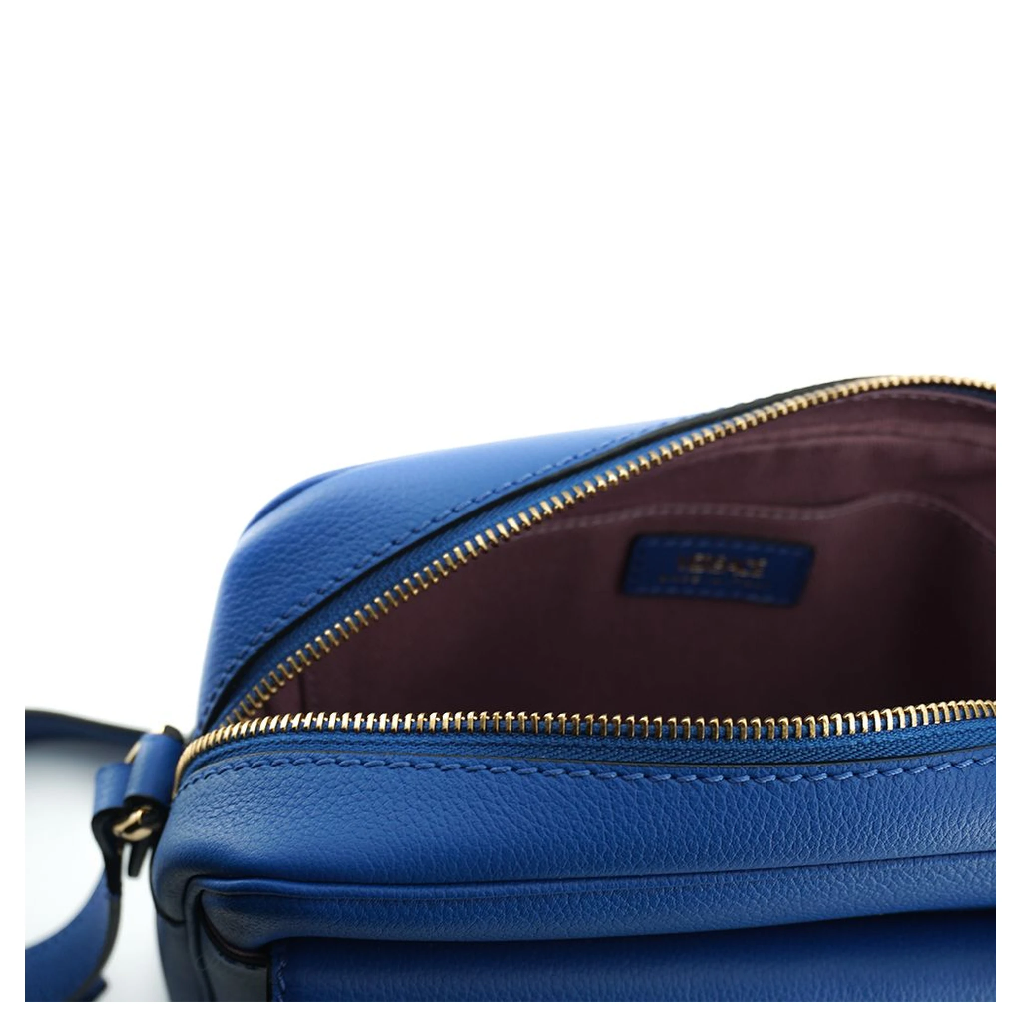 Blue Calf Leather Camera Shoulder Bag