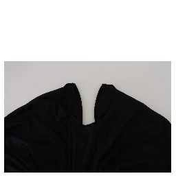 Black Sheath Midi Gown Wool Wrap Dress