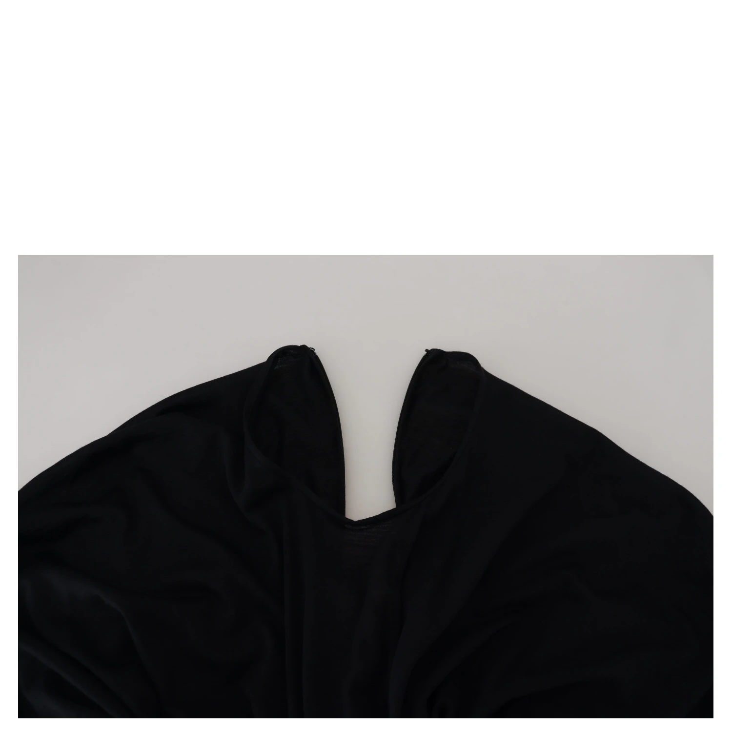 Black Sheath Midi Gown Wool Wrap Dress