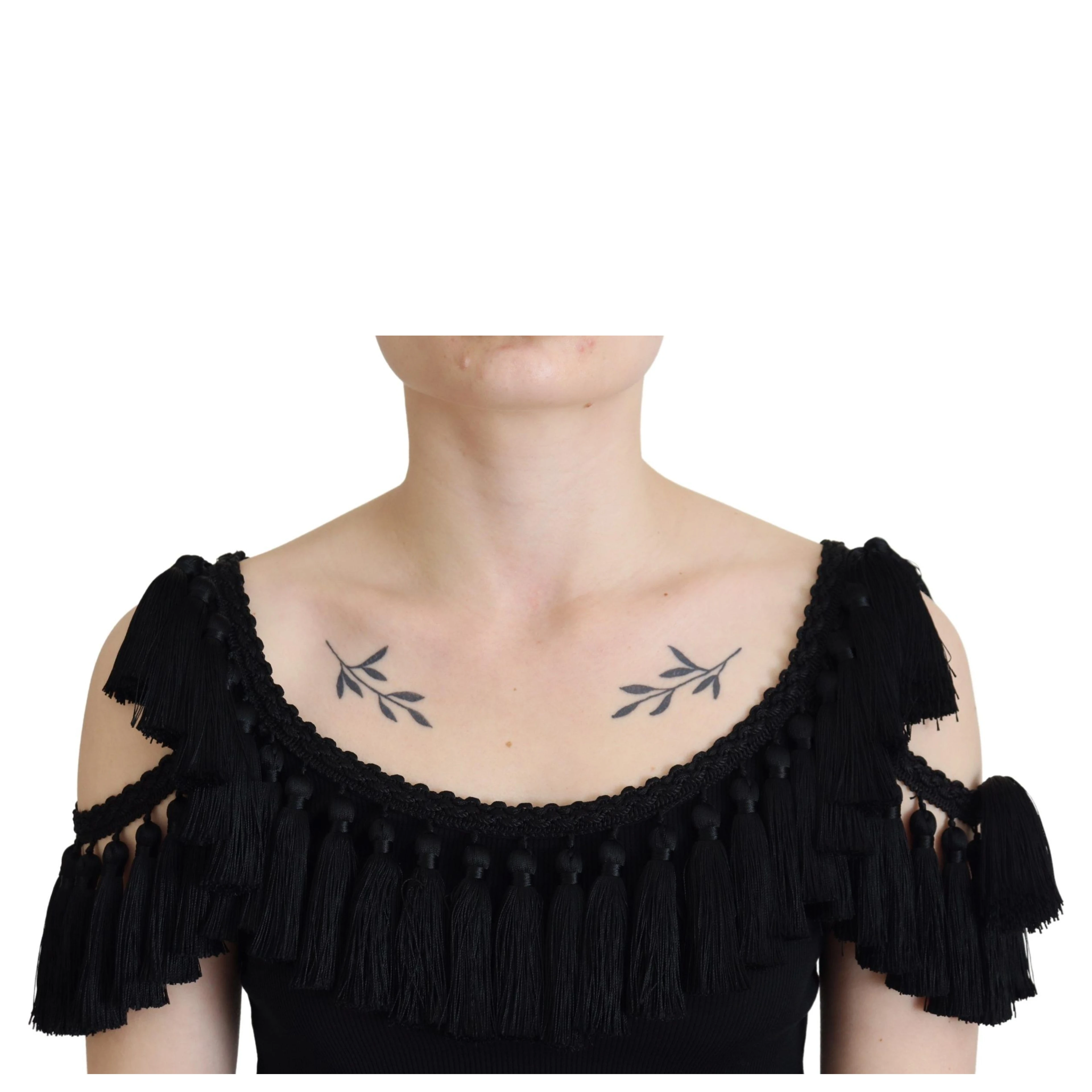 Black Tank Top Blouse Tassle Cotton Blouse