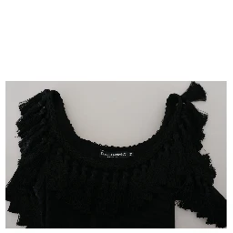 Black Tank Top Blouse Tassle Cotton Blouse