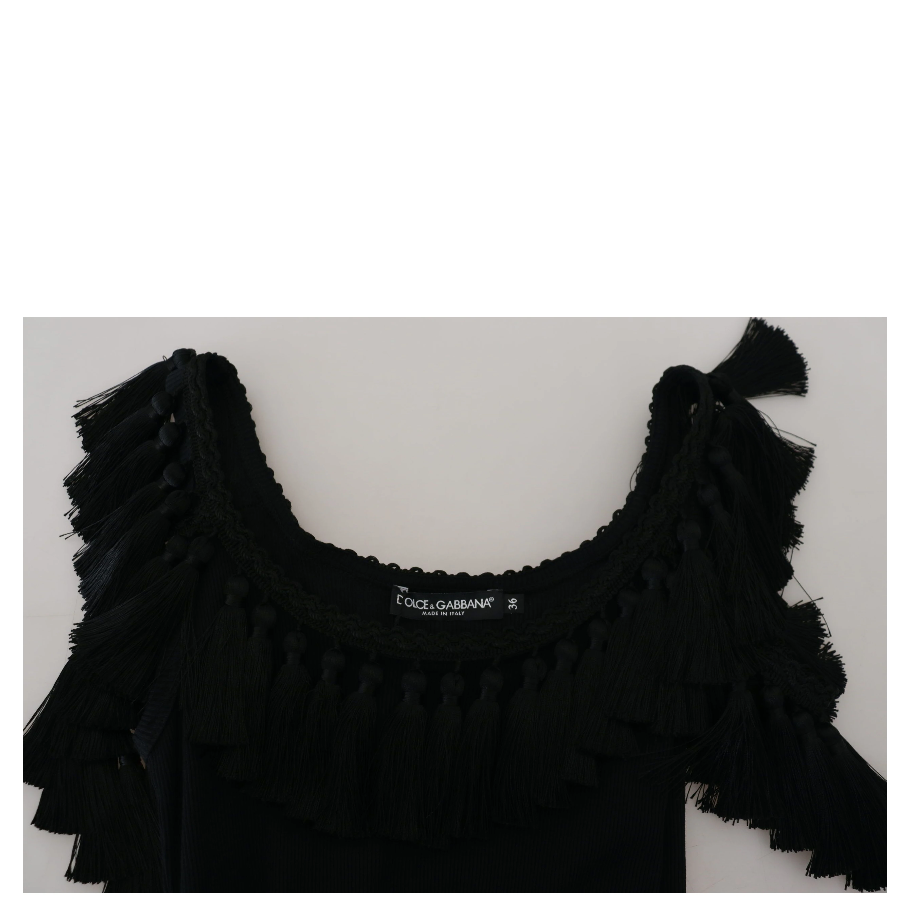 Black Tank Top Blouse Tassle Cotton Blouse