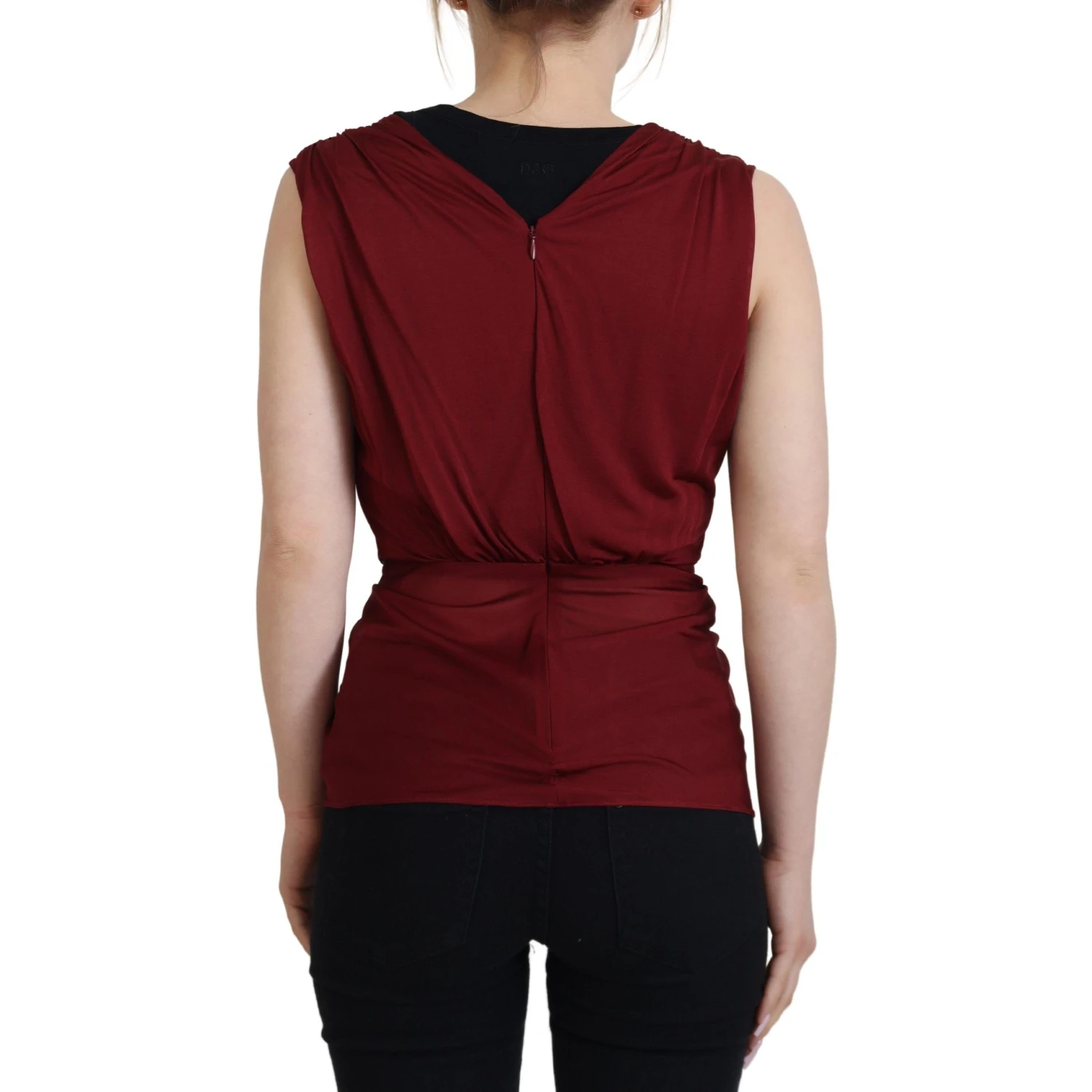 Bordeaux Silk Stretch Top Vest Blouse