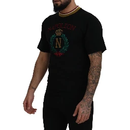Black Cotton Embroidered Crewneck T-shirt