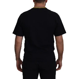 Black Cotton Embroidered Crewneck T-shirt