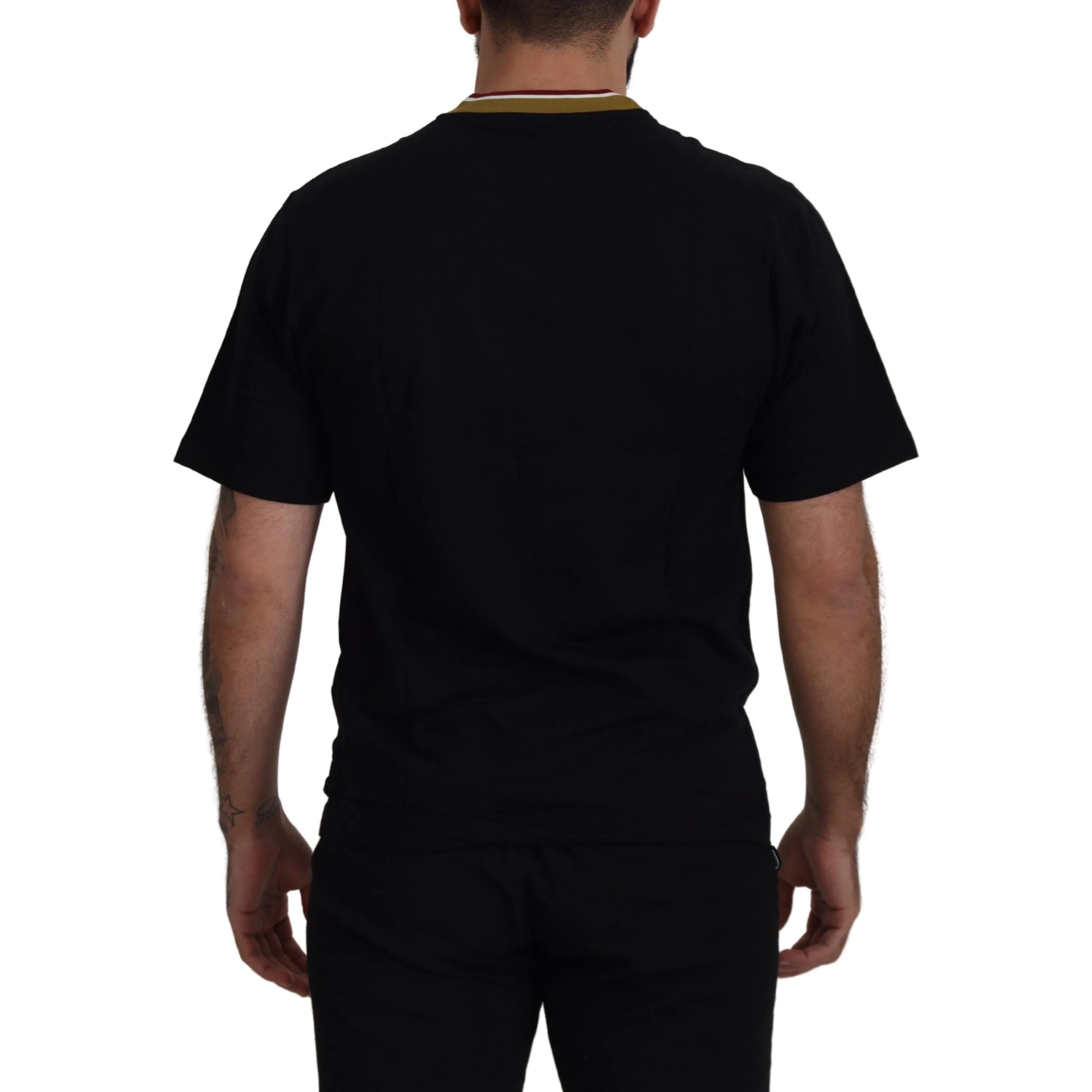 Black Cotton Embroidered Crewneck T-shirt
