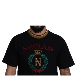 Black Cotton Embroidered Crewneck T-shirt