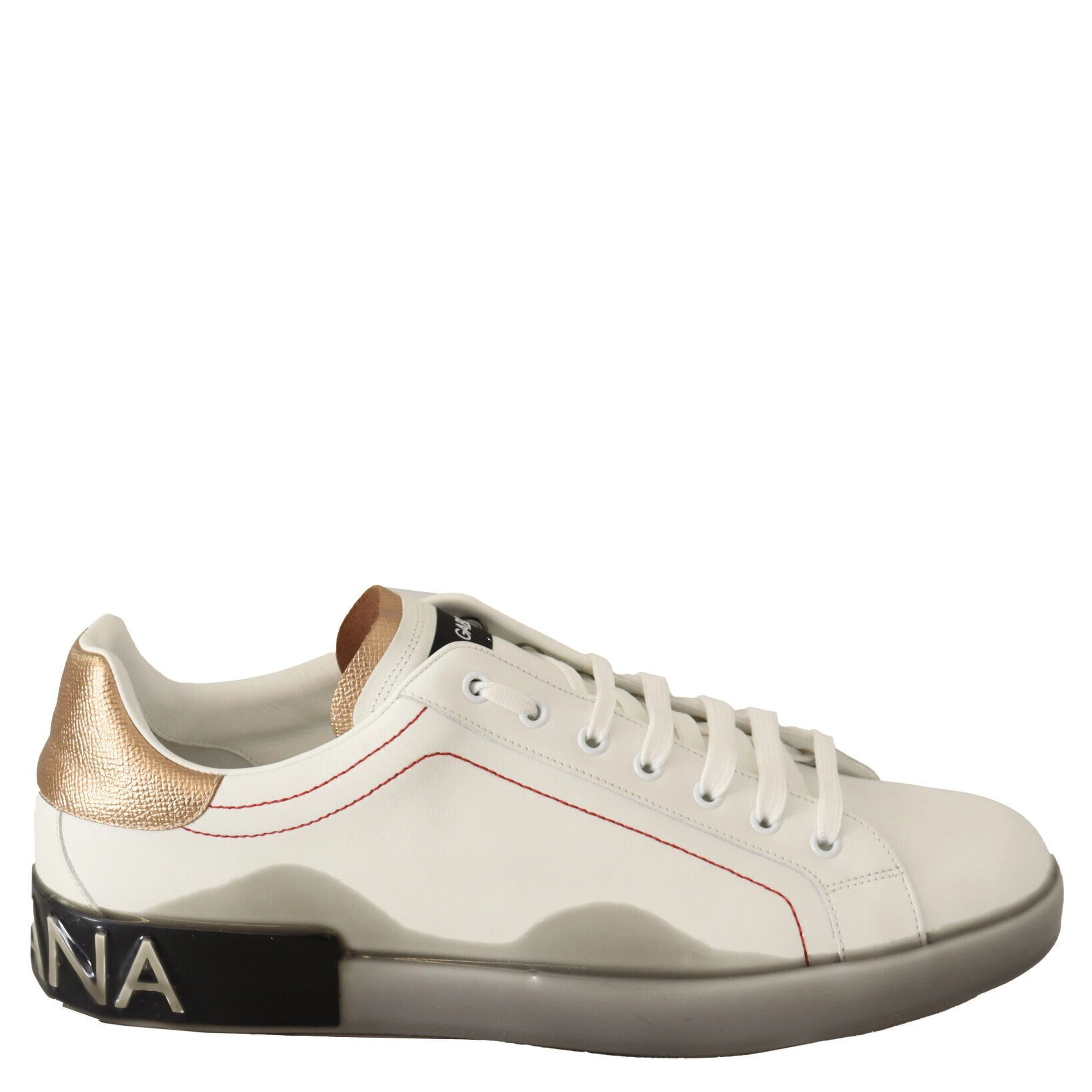 White Gold Leather Low Top Sneakers Casual Shoes