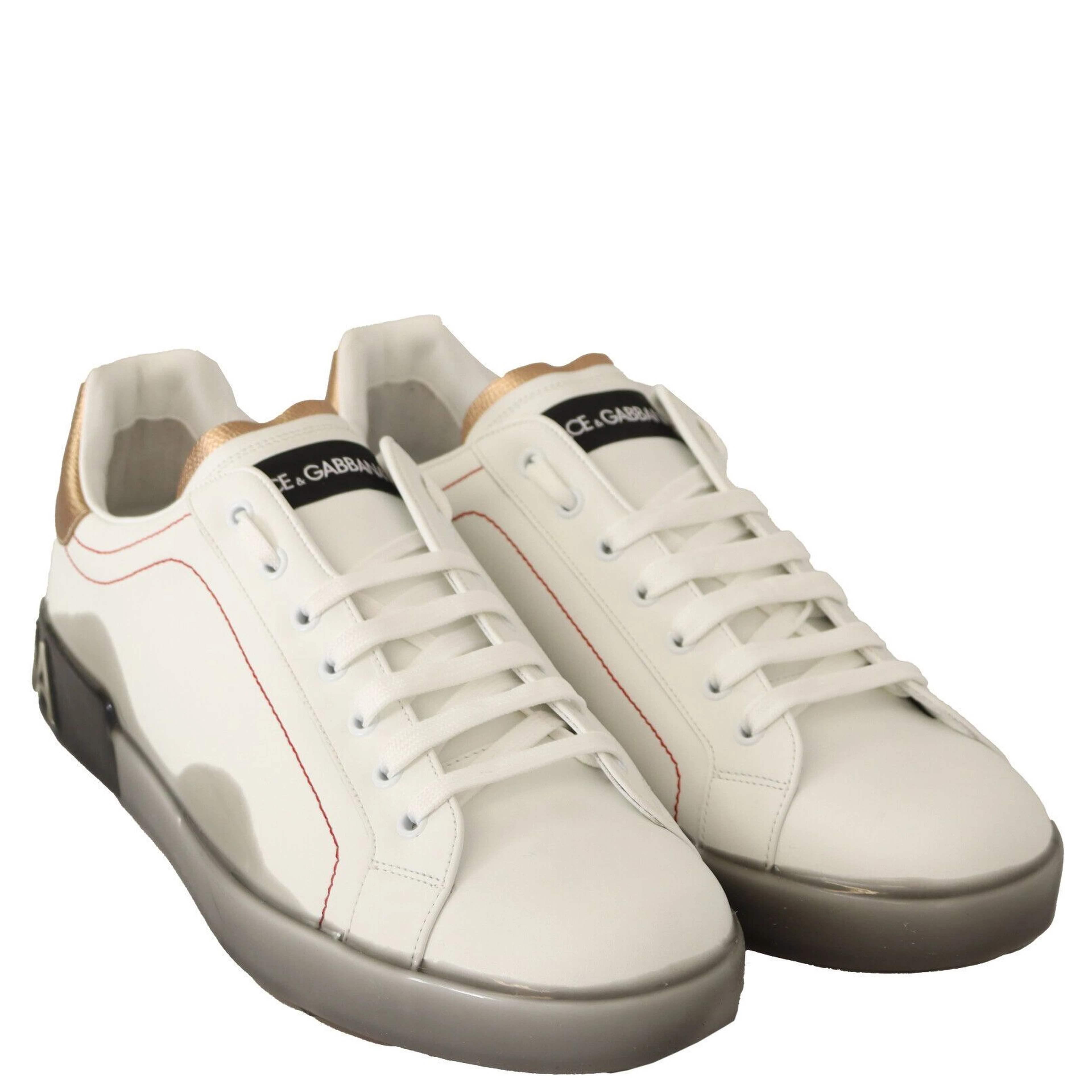 White Gold Leather Low Top Sneakers Casual Shoes