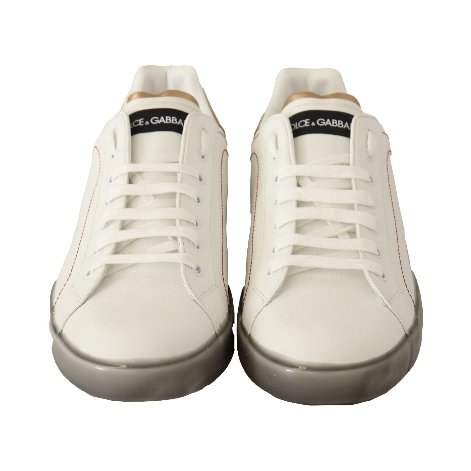 White Gold Leather Low Top Sneakers Casual Shoes