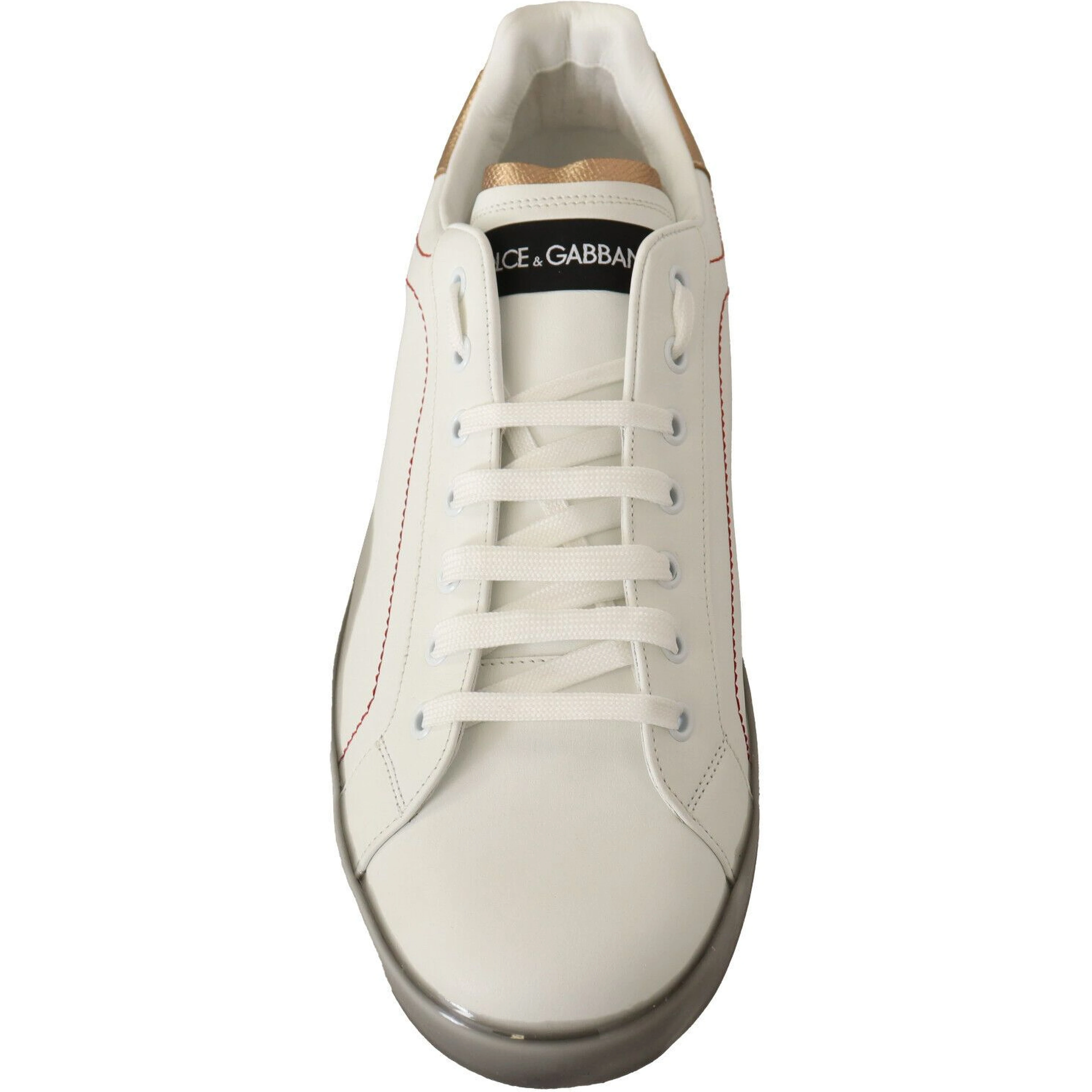 White Gold Leather Low Top Sneakers Casual Shoes
