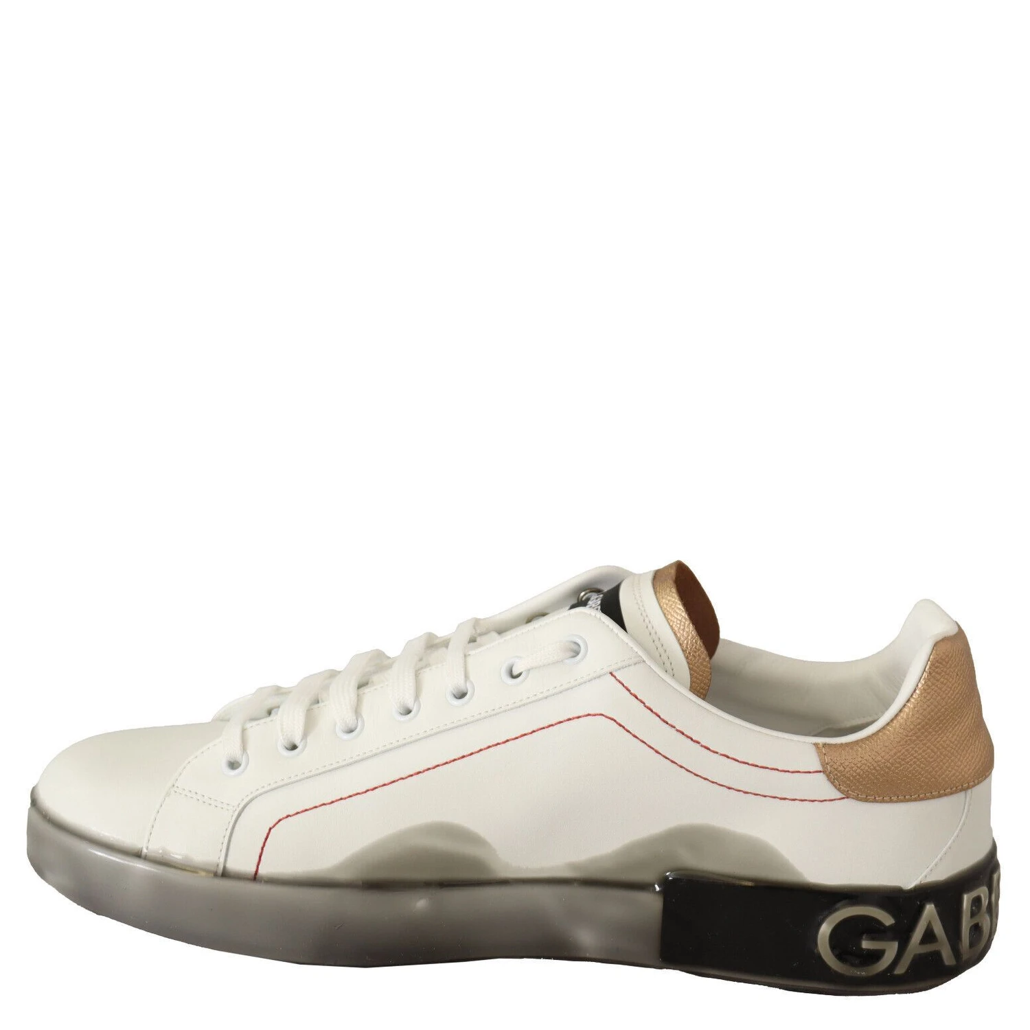 White Gold Leather Low Top Sneakers Casual Shoes