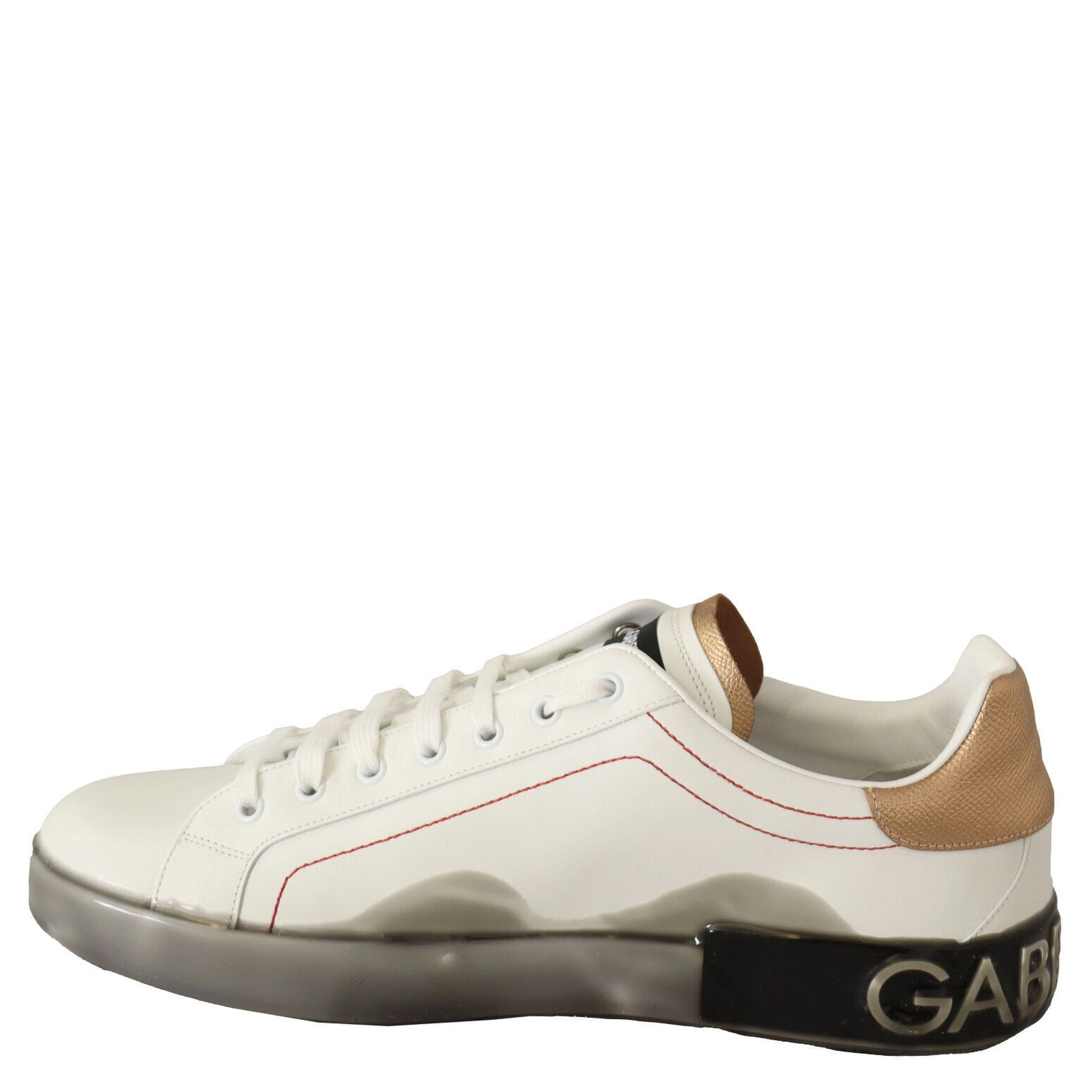 White Gold Leather Low Top Sneakers Casual Shoes