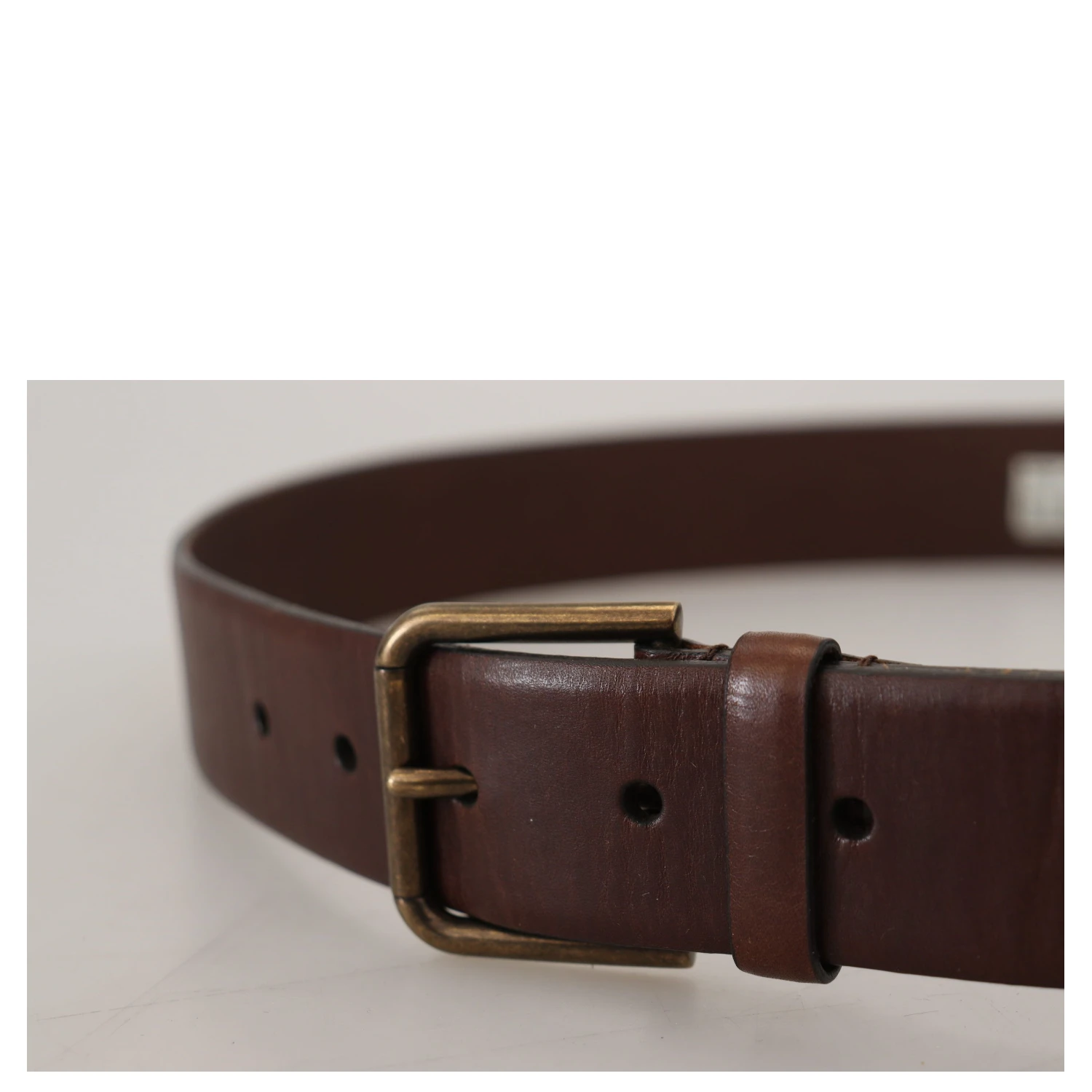 Brown Leather Gold Metal Buckle Carabiner Belt
