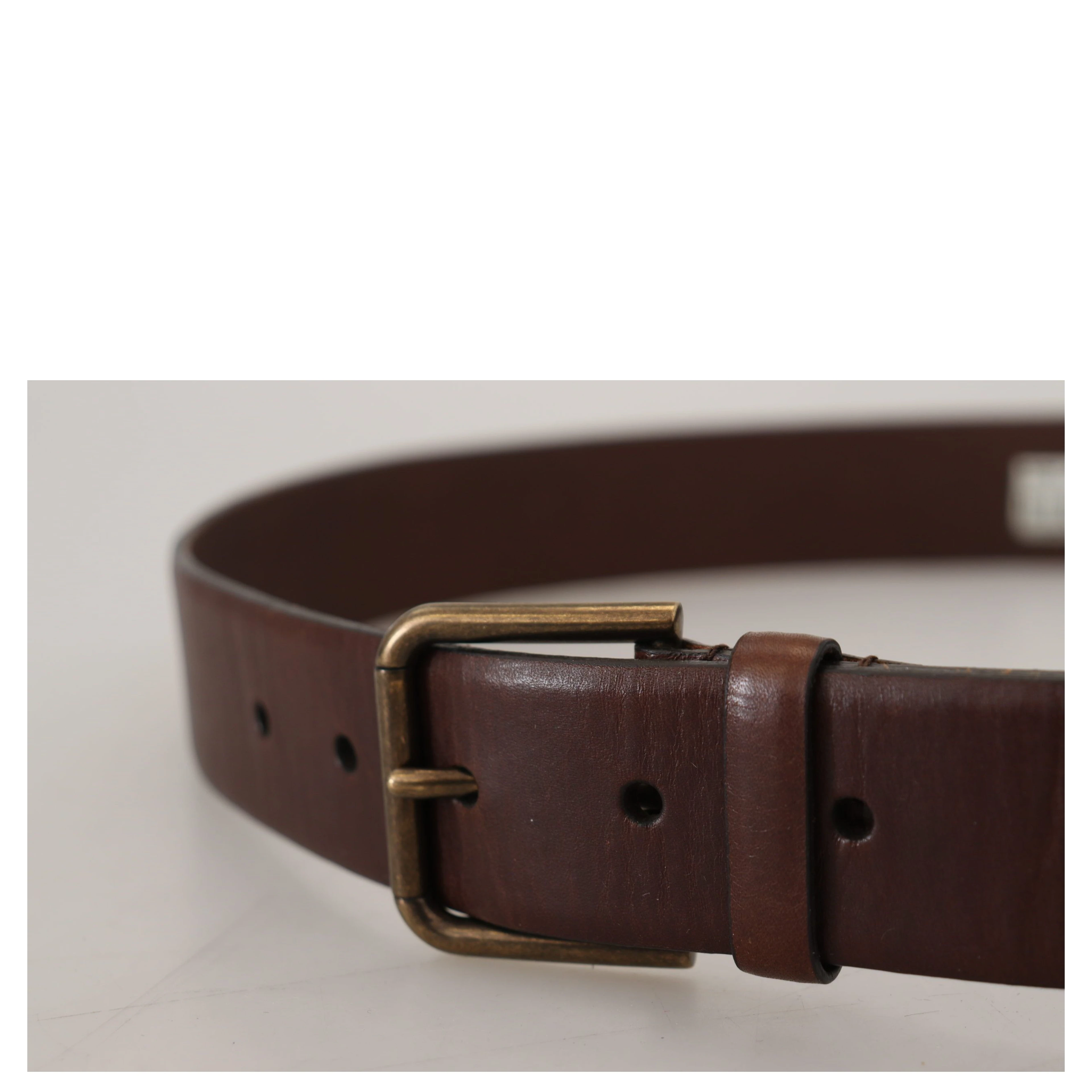 Brown Leather Gold Metal Buckle Carabiner Belt
