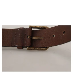 Brown Leather Gold Metal Buckle Carabiner Belt
