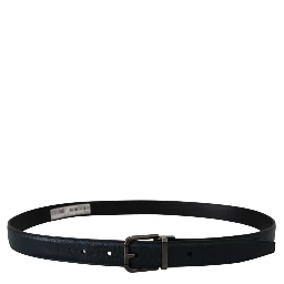 Blue Leather Silver Metal Buckle Vintage Belt