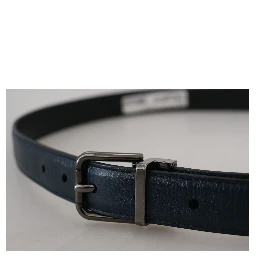 Blue Leather Silver Metal Buckle Vintage Belt