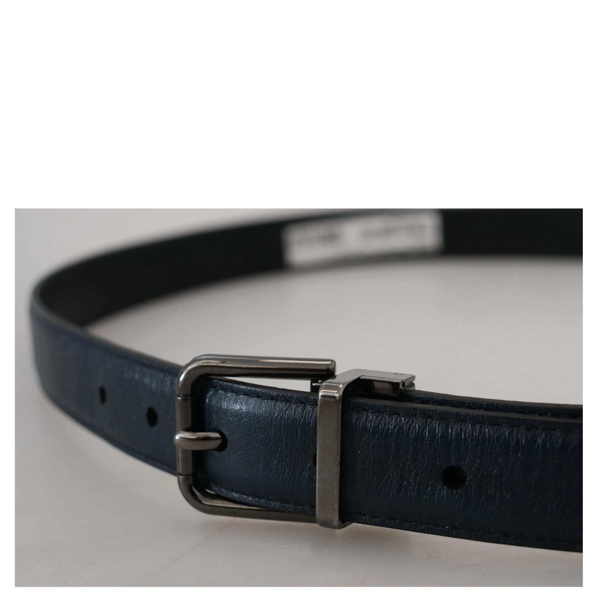 Blue Leather Silver Metal Buckle Vintage Belt