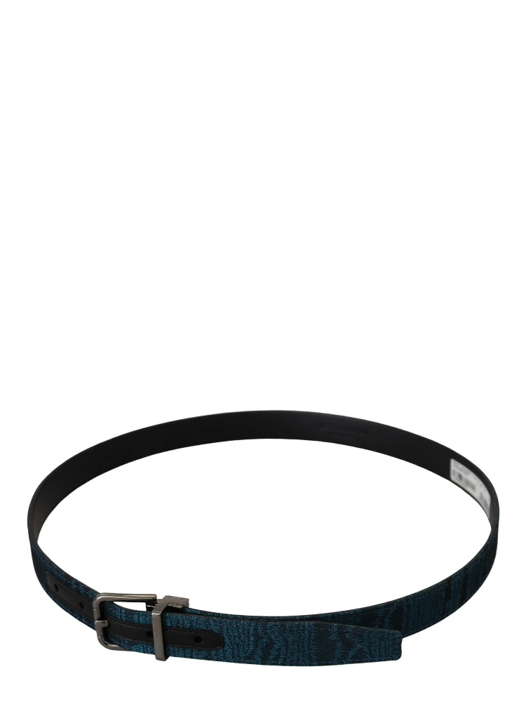 Blue Jacquard Moire Silver Metal Belt Men alternative