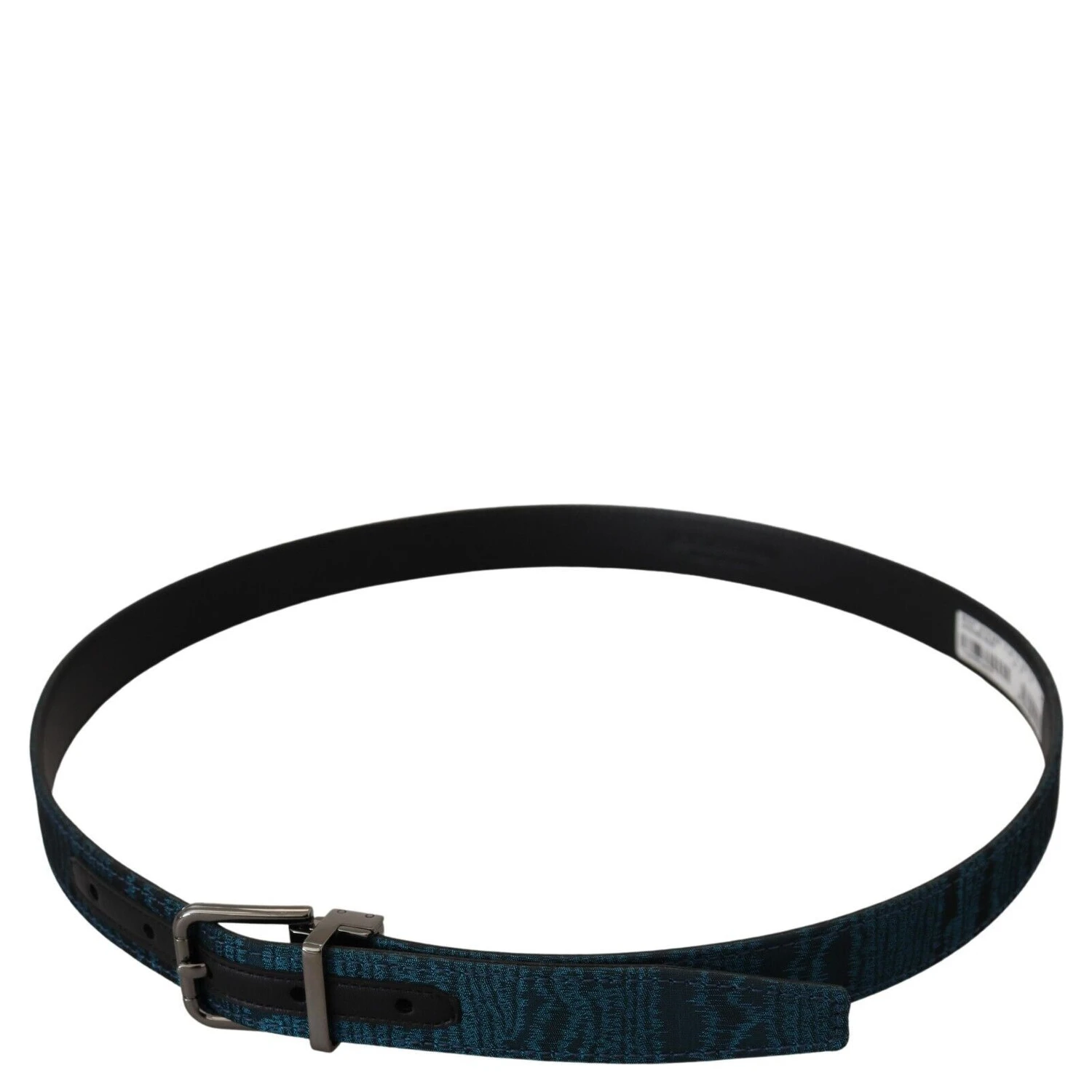 Blue Jacquard Moire Silver Metal Belt Men