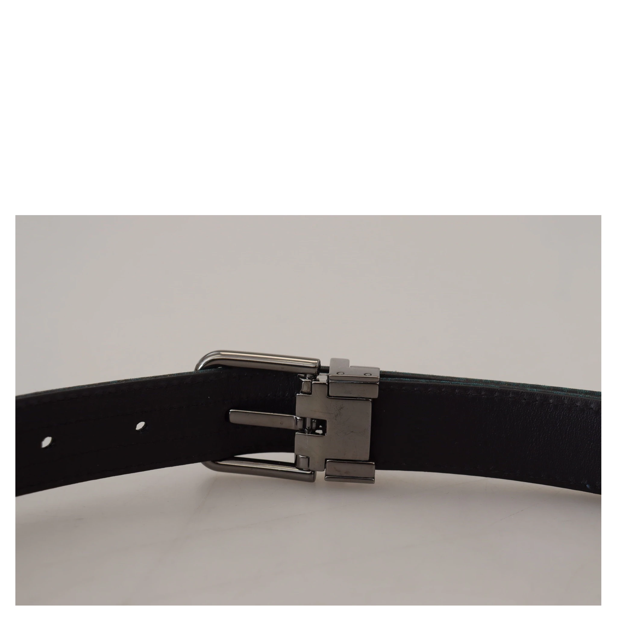 Blue Jacquard Moire Silver Metal Belt Men