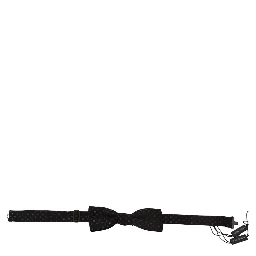 Black Silk Patterned Necktie Men Accessory Bow Tie