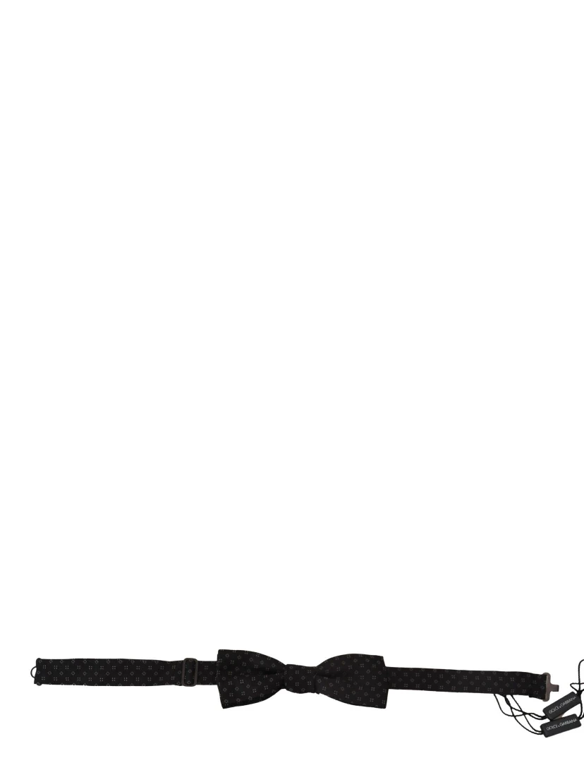 Black Silk Patterned Necktie Men Accessory Bow Tie