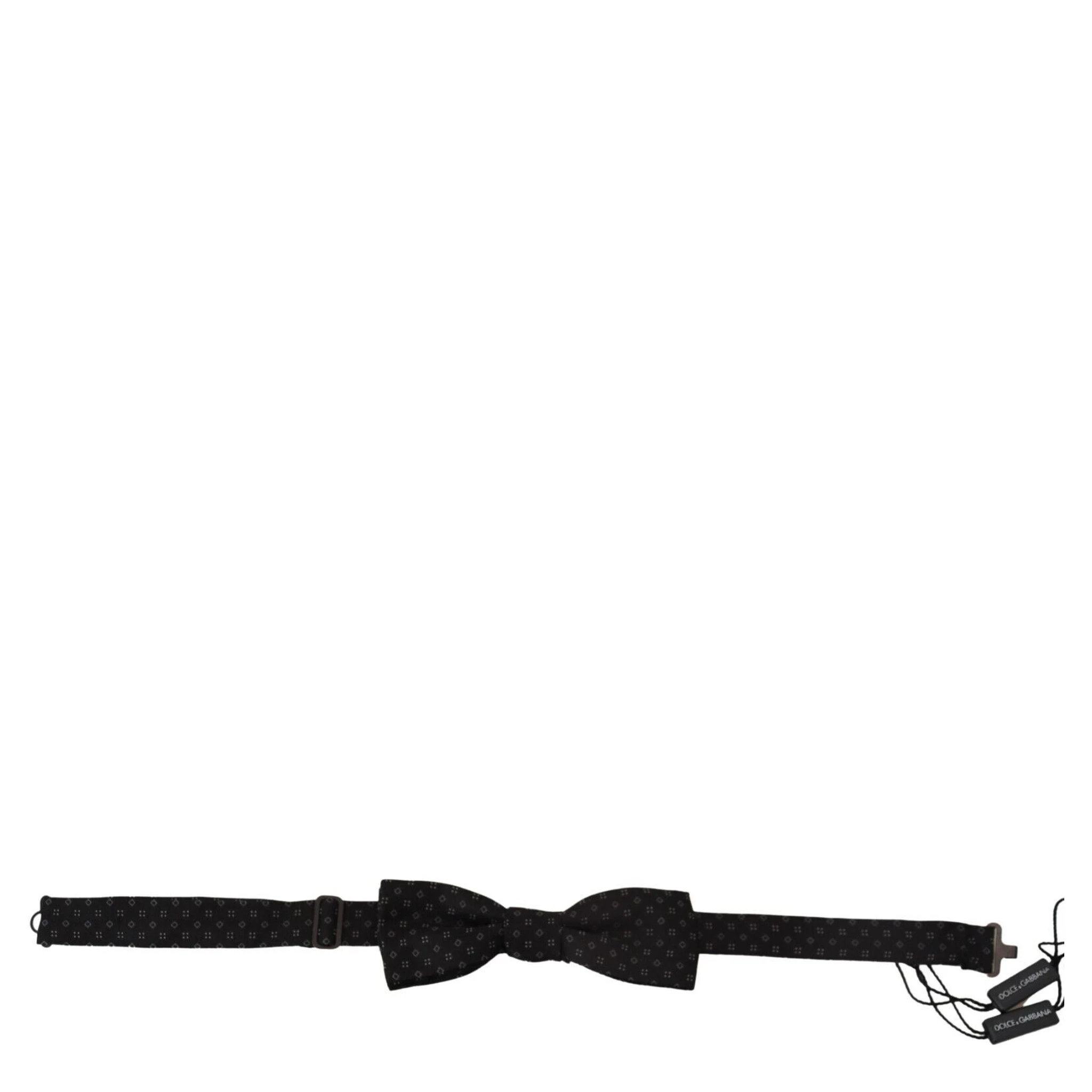 Black Silk Patterned Necktie Men Accessory Bow Tie