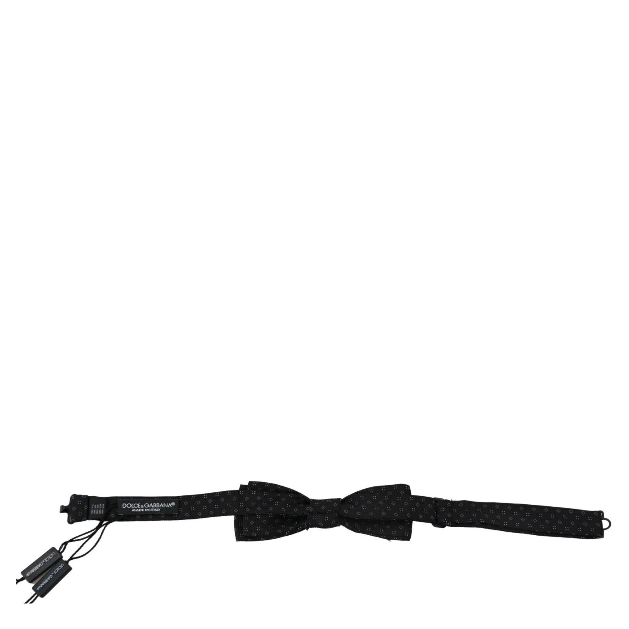 Black Silk Patterned Necktie Men Accessory Bow Tie