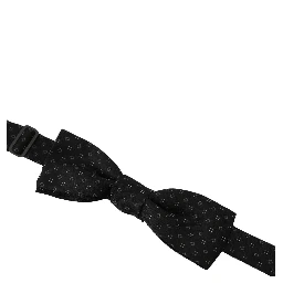 Black Silk Patterned Necktie Men Accessory Bow Tie