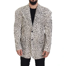 White Leopard Single Breasted Coat Blazer