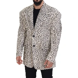 White Leopard Single Breasted Coat Blazer