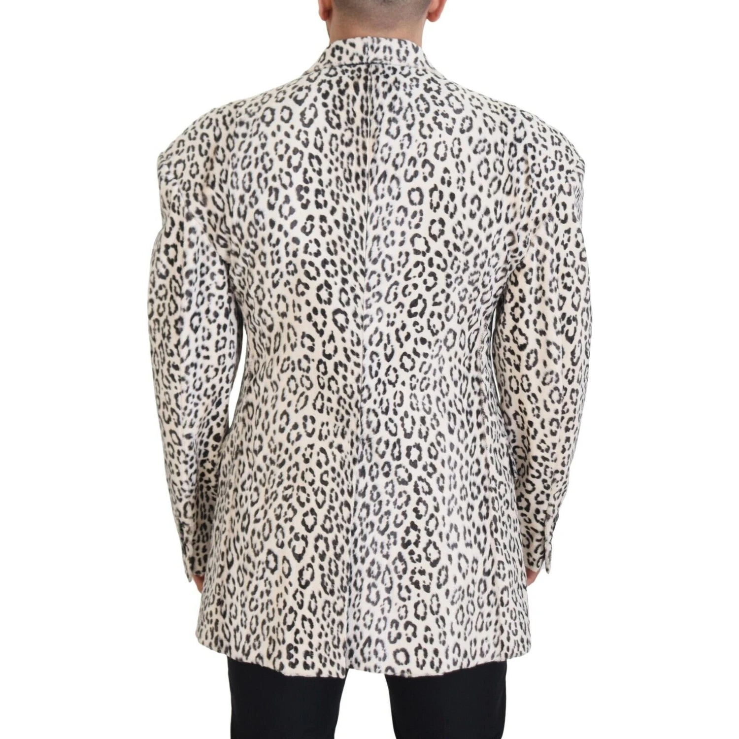 White Leopard Single Breasted Coat Blazer