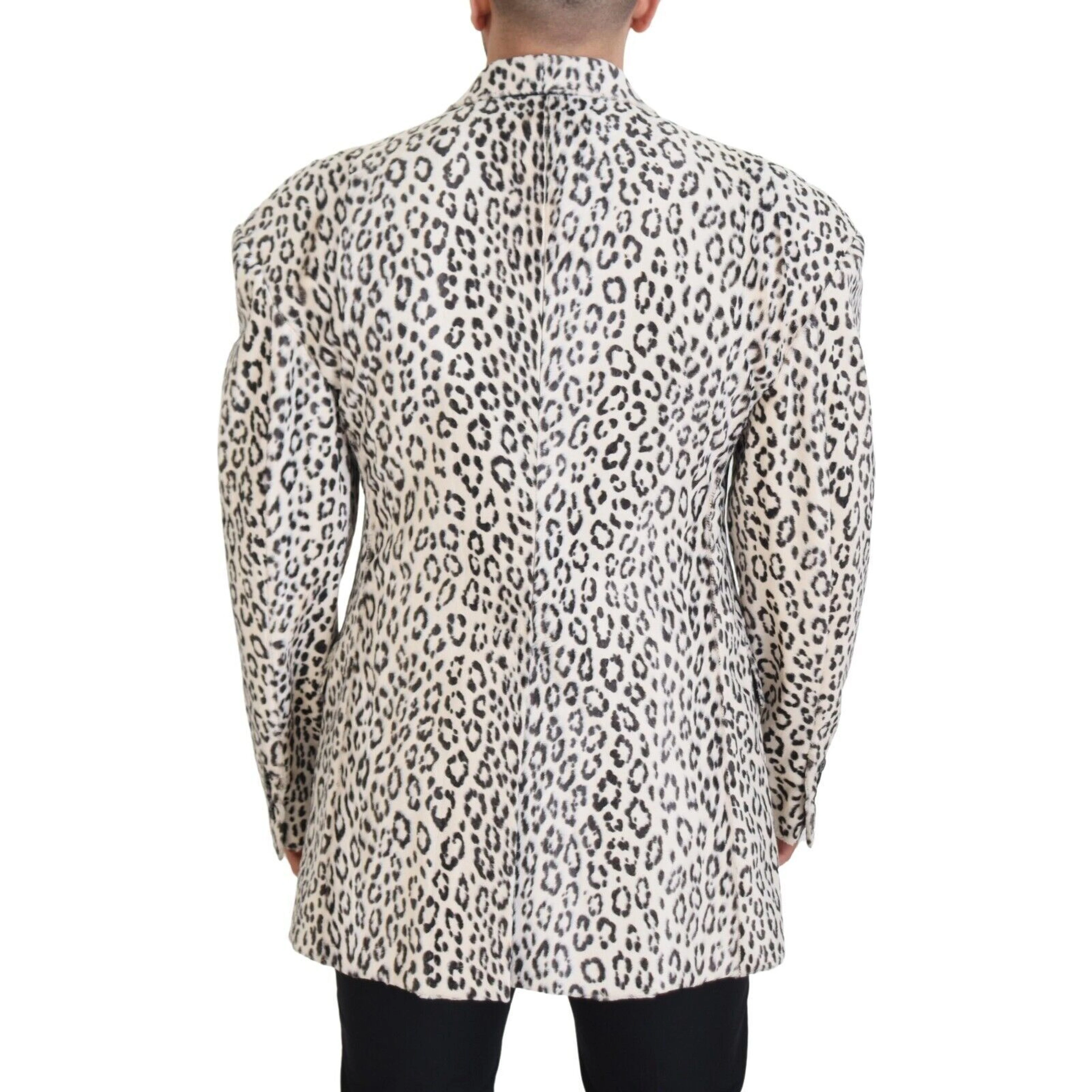White Leopard Single Breasted Coat Blazer
