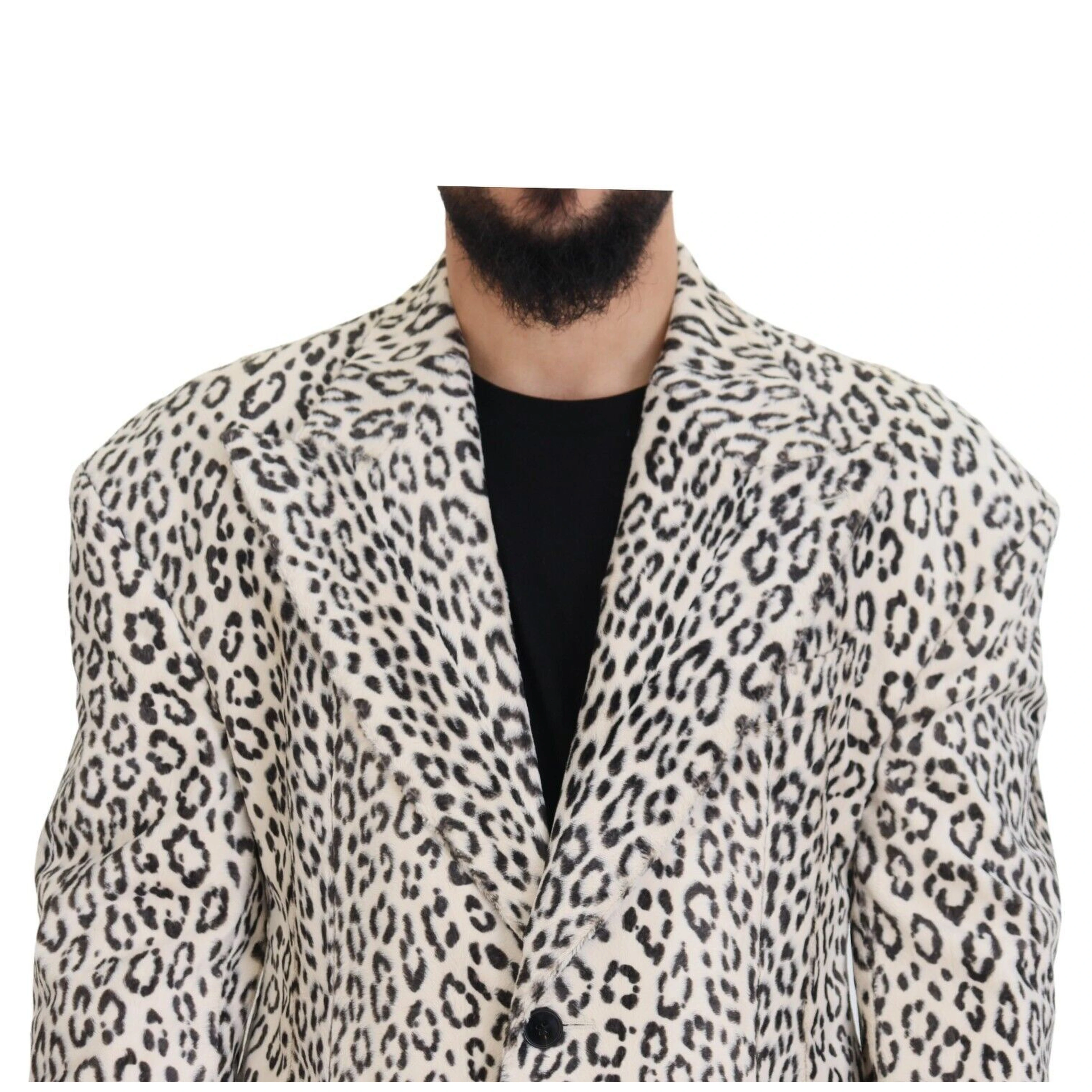 White Leopard Single Breasted Coat Blazer