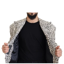 White Leopard Single Breasted Coat Blazer