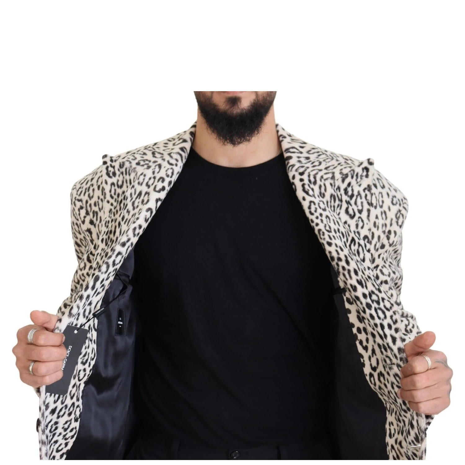 White Leopard Single Breasted Coat Blazer
