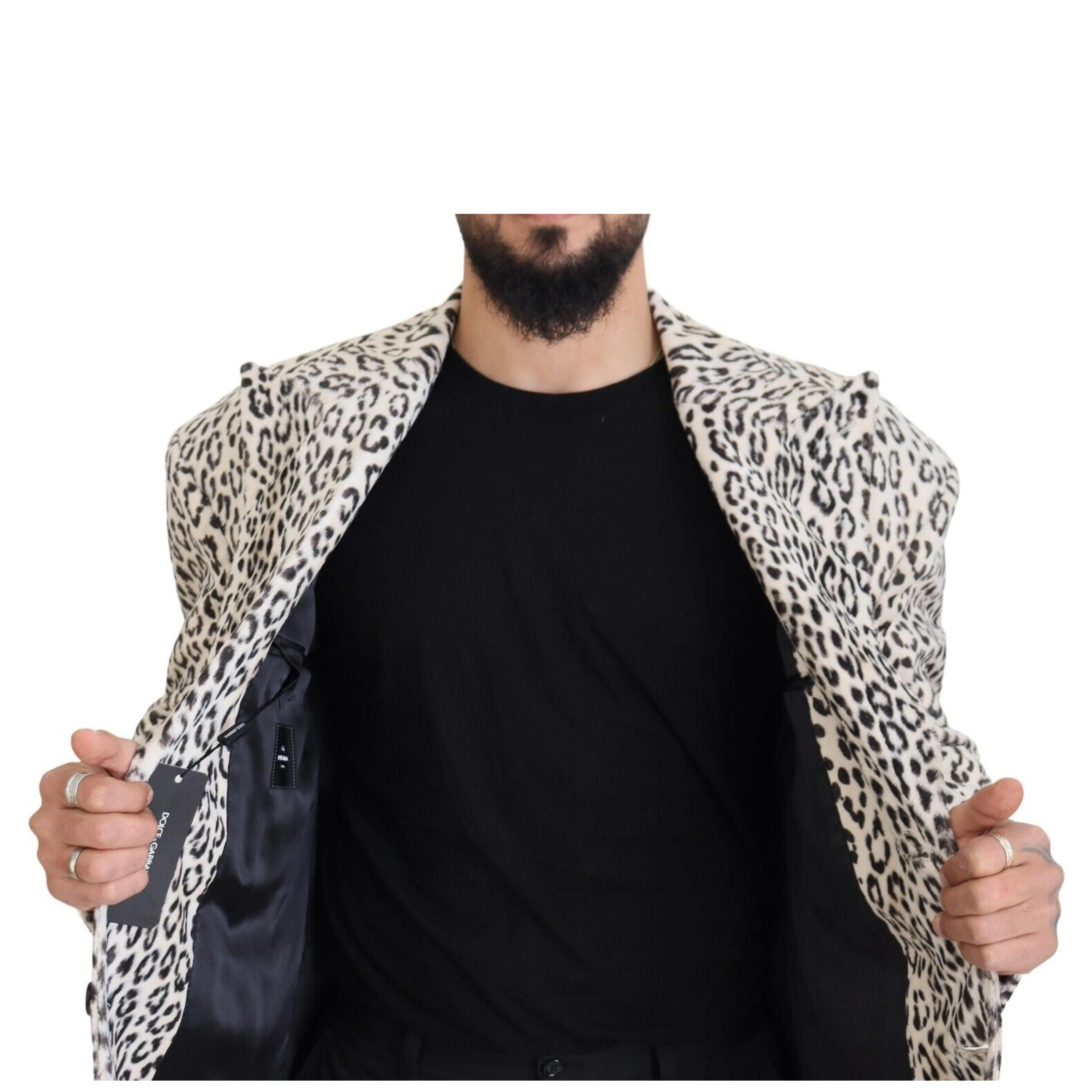 White Leopard Single Breasted Coat Blazer