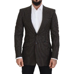 Black Brown Stripes Single Breasted Blazer
