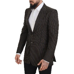 Black Brown Stripes Single Breasted Blazer